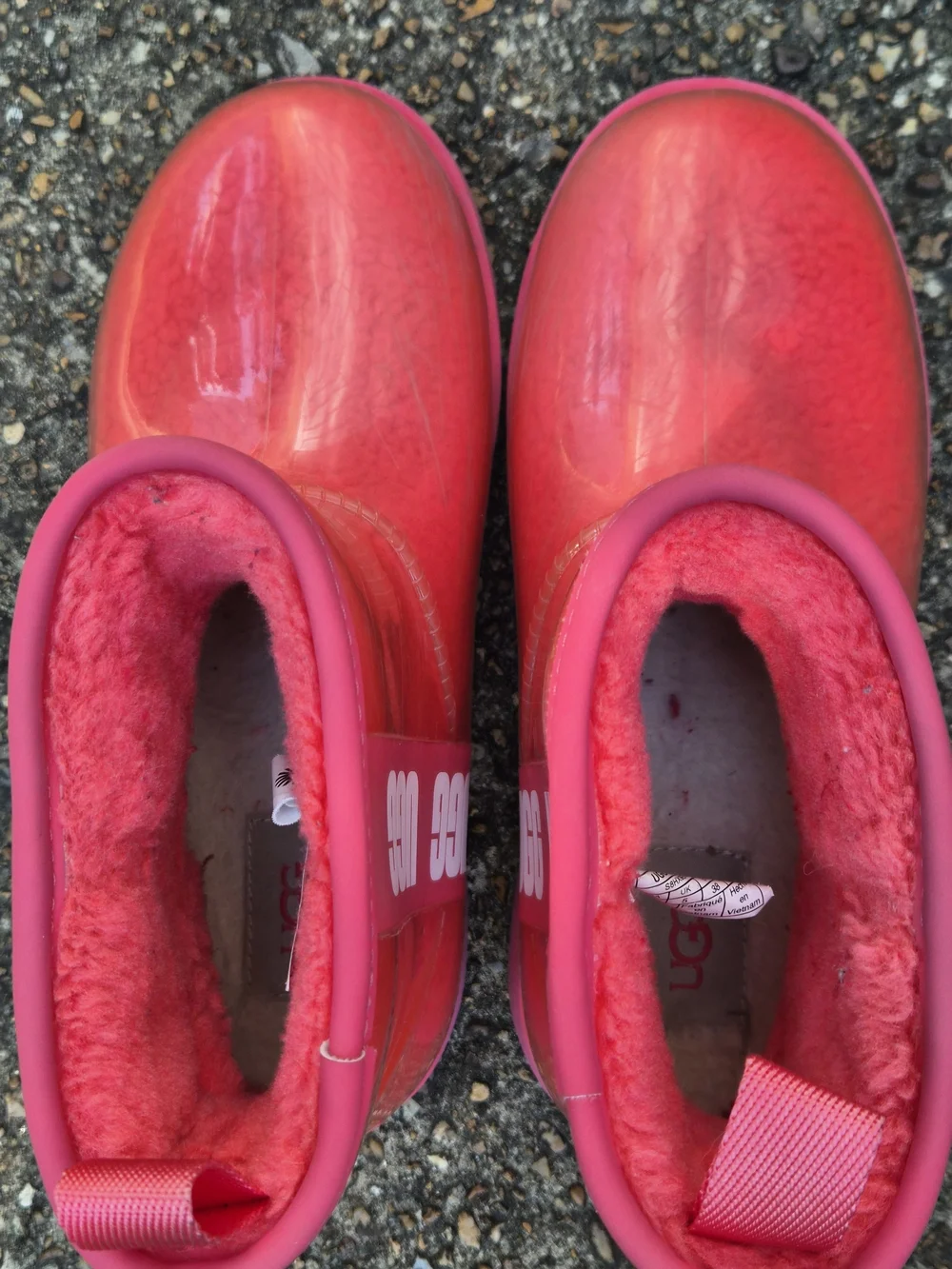 UGG Hot Pink Transparent Cozy Boots